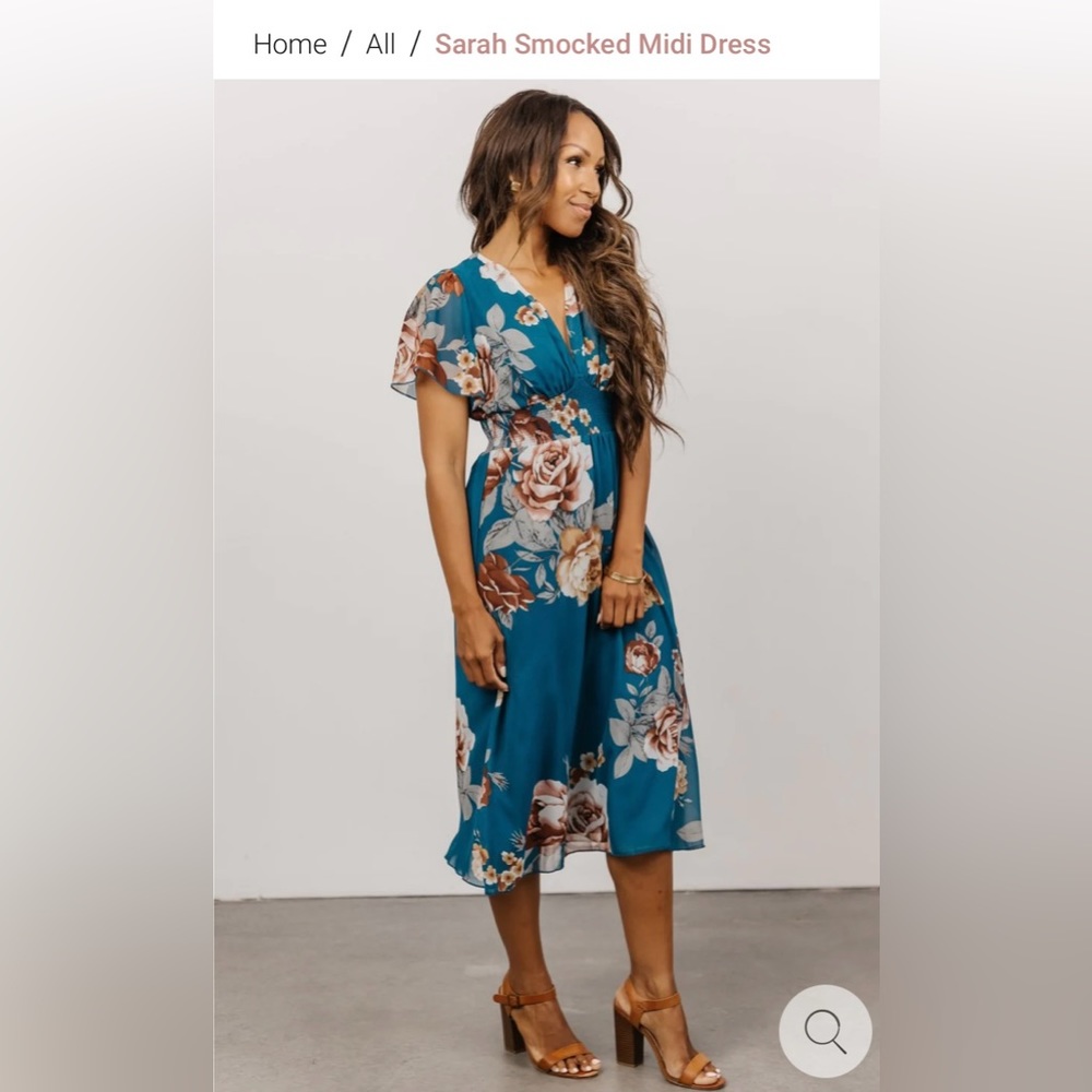 Baltic Born Teal Floral Midi Dress - Picture 6 of 7